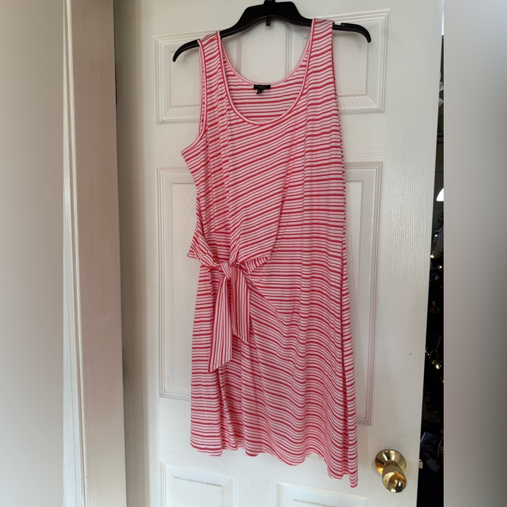 Talbots red and white striped dress with tie waist #stripeddress xl
